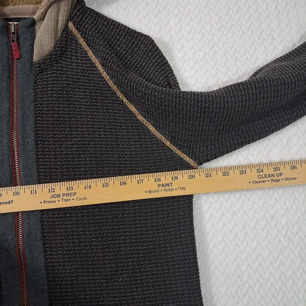 Carbon 2 Cobalt Heavy Knit Full Zip Hoodie Sweater Mens Size M Gray Brown.
